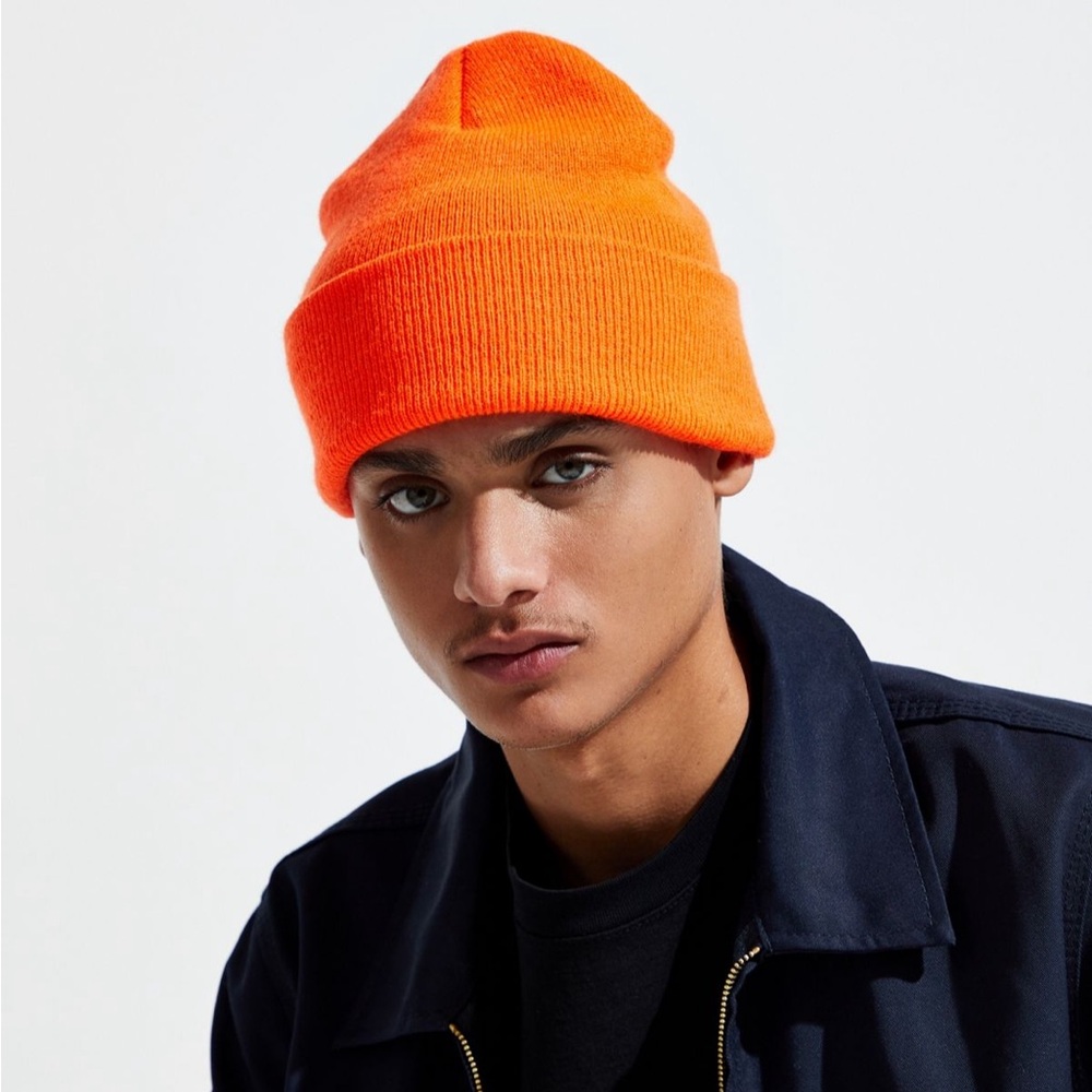Urban Outfitters Neon Orange Beanie Streetwear Y2K Gorpcore Skater Indie Bright